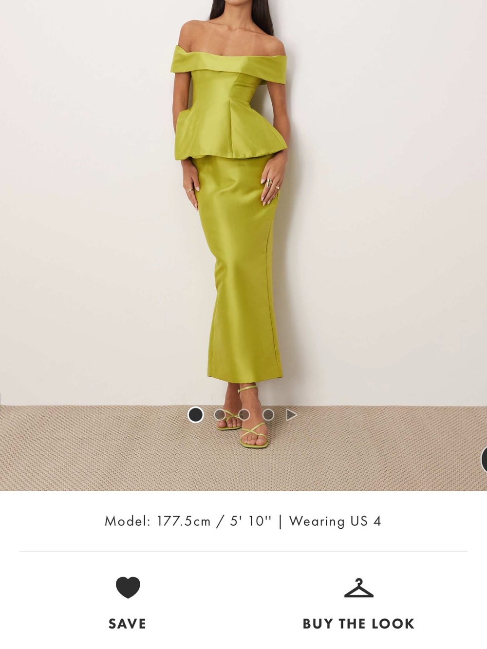 Off-Shoulder Peplum Maxi Dress in Lime